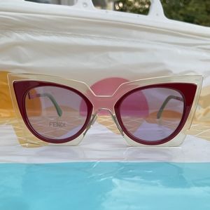 Fendi Red and Gold Cat-Eye Sunglasses